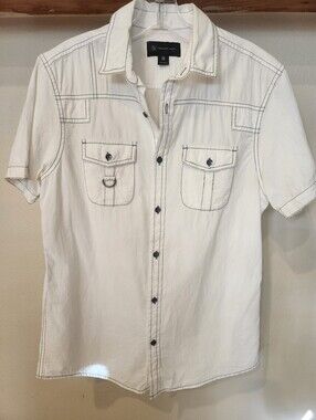 INC International Concepts Young Men's White  Short-Sleeve Button-Up Shirt